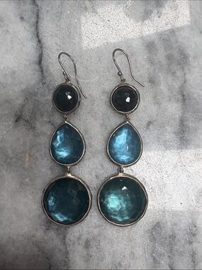 Ippolita Rock Candy Blue and Dark Blue Triple-Drop Dangle Earrings